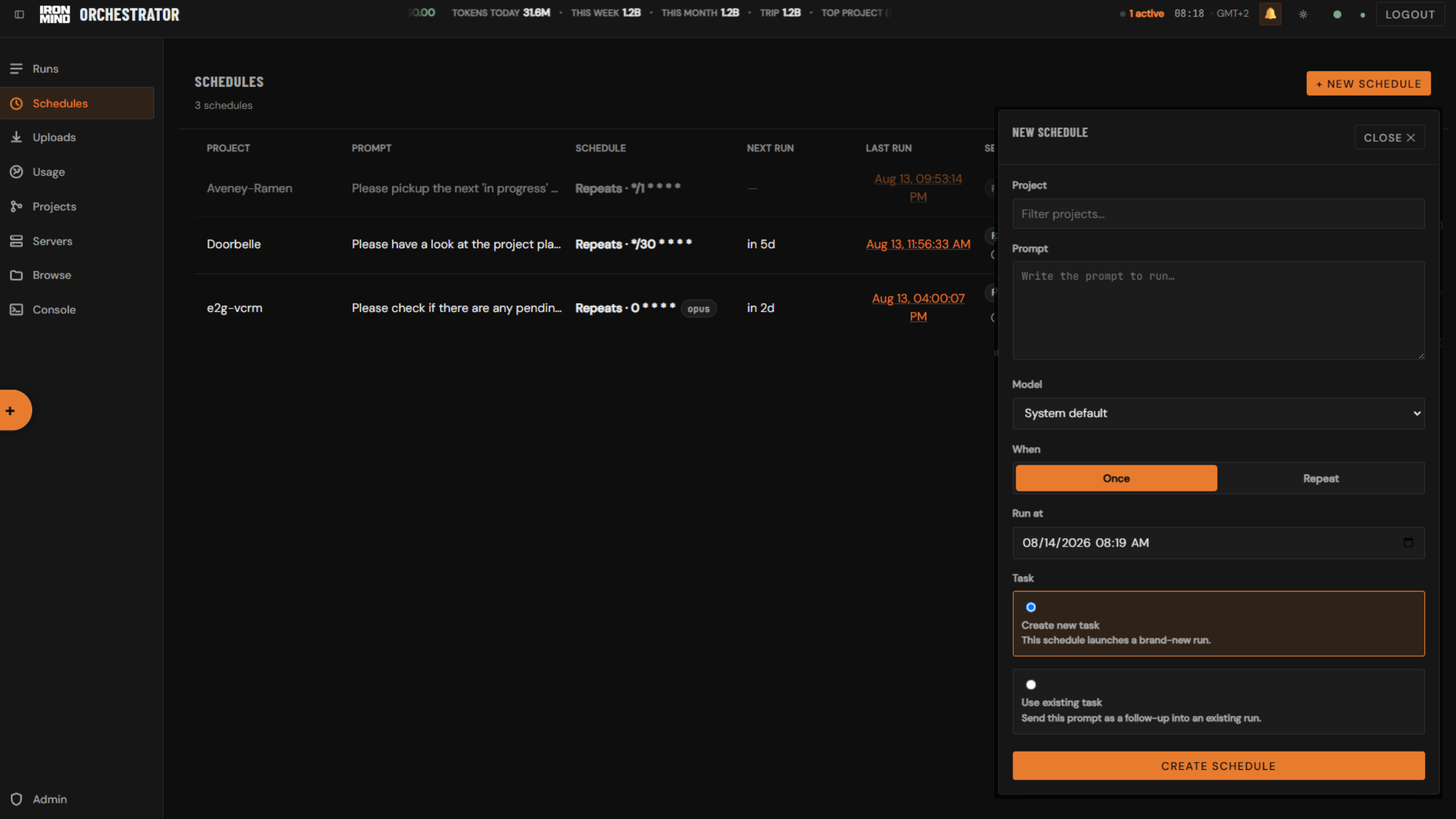Runs dashboard